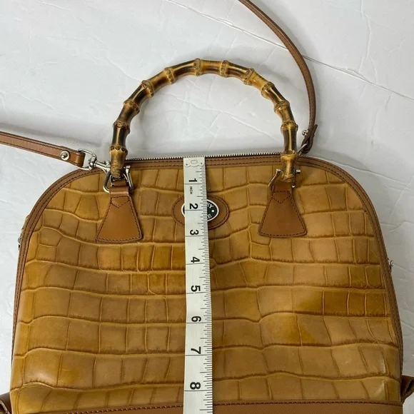 Classic Dooney & Bourke Zip-Zip Tan Croc Satchel - Picture 8 of 13
